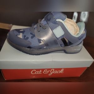 Cat & Jack Boys Light Up Size 13 Sneakers Blue Cammo Hook, And Loop Closure